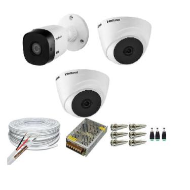 Imagem de Kit 3 Câmeras Segurança VHC Hd 720P Intelbras + cabos conectores S/Hd