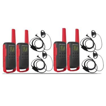 Imagem de 4 Rádios  Comunicador Motorola T210BR Walk talk Com Fones de Ouvido Re