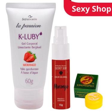 Imagem de Lubrificante K-Luby Morango + Calda Bejável Secret Sexy Morango + Fogo