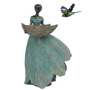 Imagem de DiliComing Alimentador de pássaros para jardim de fadas - 30,5 cm para meninas anjos para uso externo, estátua feminina de resina, decoração de casa para ambientes externos e internos, melhor presente de alimentador de pássaros 30 x 19 x 12 cm