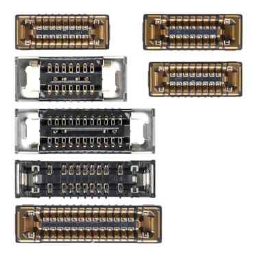 Imagem de Risidamoy Para iPhone 14 PRO 7 peças conjunto de soquete de conexão da placa-mãe A inclui luz flash frontal câmera fotossensível receptáculo adaptador de fone de ouvido para iPhone 14Pro WiFi Radar