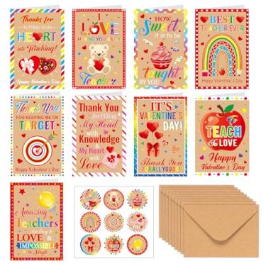 Imagem de HOWAF 9 cartões de dia dos namorados para professores, cartões de presente de dia dos namorados para professores kraft com envelopes adesivos para agradecimento do professor, agradecimento, professor,