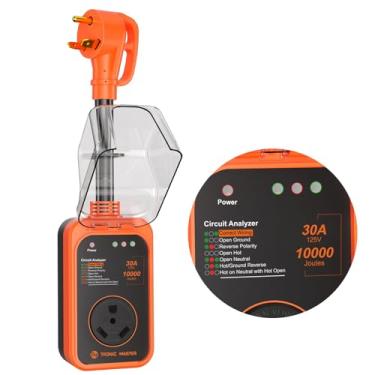 Imagem de TRONIC MASTER Protetor contra surtos de 30 Amp - 10.000 Joules RV Circuit Analyzer RV Power RV Adaptador Plug com capa à prova d'água Display LED para viagens de campista