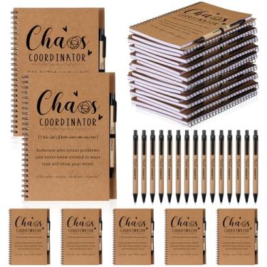 Imagem de Nezyo 30 conjuntos de presentes de coordenador de caos com caneta esferográfica, espiral, presentes de agradecimento de professores a granel para mulheres, homens, diários, agradecimento, funcionários