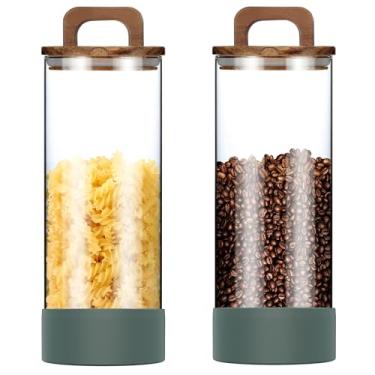 Imagem de Newpow Potes de Vidro com Tampas, Lata de Café, Recipientes de Armazenamento de Vidro com Tampas para Açúcar, Farinha, Espaguete, Café, Doces, Biscoitos - Pacote Duplo de 2 Litros