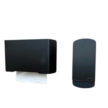 Imagem de Suporte Toalheiro Porta Papel Interfolhas + Dispenser Saboneteira Sabonete Liquido Select Premium Com Frente Em Inox Cor Preto