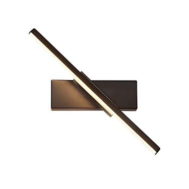 Imagem de 330°Rotativo LED Lâmpada De Parede Moderno Estilo Nórdico Longo Luzes De Parede Alumínio Interno Arandela Para Lâmpada De Cabeceira Sala De Estar Escadas(60cm, 12W,Black with Plug, Cool White)