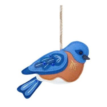 Imagem de shamjina Pingente de Feltro em Forma de Pássaro para árvore Natalina, Azul, Tamanho real