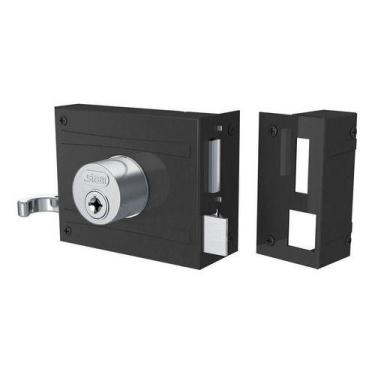 Imagem de Fechadura De Sobrepor Stam 1701/100 Espelho Inox Chave Tetra,  Preta