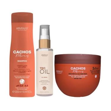 Imagem de Kit Arvensis Shampoo Cachos Máscara 2x1 Finalizador Tec Oil
