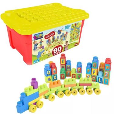 Imagem de Blocos De Montar Super Caixa Divertida Vermelha 90 Peças Dismat MK439 