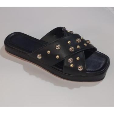 Imagem de Sandália Papete De Brilho Spike X Casual Confortável, Sandália Confort