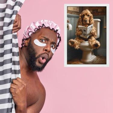 Imagem de Quadro Divertido Para Banheiro Cocker Spaniel 33x24cm - Quadros On-lin