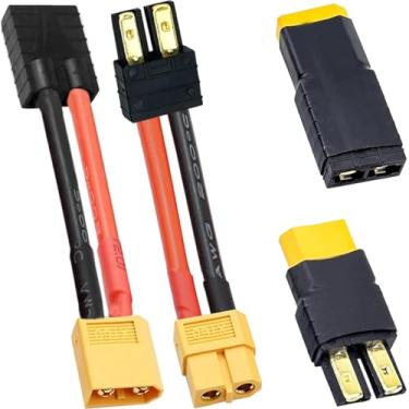 Imagem de DKARDU 2 pares de conectores de bateria RC para plugue Traxxas para adaptador fêmea macho XT60 para plugue Traxxas para plugue XT60 macho fêmea adaptador de conector de calibre 12, para bateria RC