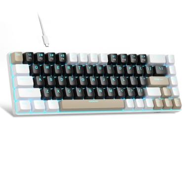 Imagem de Teclado mecânico portátil de jogos 60% MageGee MK-Box, retroiluminação de LED, compacto, 68 teclas, mini, com fio, switch marrom, para escritório, Windows, laptop, PC, Mac, preto/marrom-café