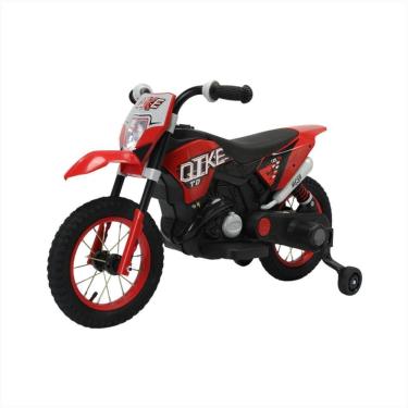 Imagem de Moto Infantil Motoca Vermelha Recarregável Pneus Borracha