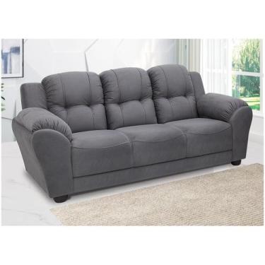 Imagem de Sofá 3 Lugares Suede Adágio Linoforte, Cinza, 3 lugares