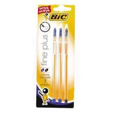 Imagem de Caneta Esferográfica Azul 3 Unidades Cristal 0.8mm Ponta Fina 835241 B