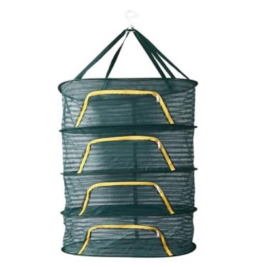 Imagem de Cremalheira de secagem de ervas de 4 camadas, cesta de rede seca de planta de malha suspensa com zíper em forma de u, rede de cremalheira de secagem dobrável para jardim, ervas,