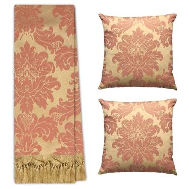 Imagem de Jogo Manta Xale para Sofá e Cama Artesanal Grande 2,80 x 2,00 com 2 Almofadas Cheias (52 ROSE GOLD)