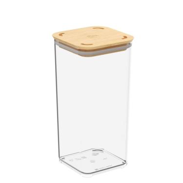 Imagem de Pote Hermético Cristal com Tampa em Bambu 1,2L, linha Modo Coza