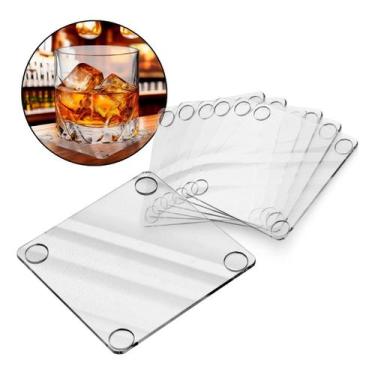 Imagem de Kit 6 Suporte Bolacha Quadrado Porta Copo Mesa Apoio Bancada Bar Decor