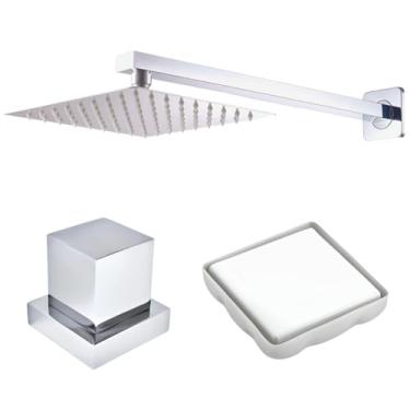 Imagem de Ducha Chuveiro 30x30 Cromada Piscina Jardim Ralo E Registro