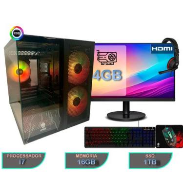 Imagem de Pc Computador Gamer I7 4 16gb Ssd 1tb Monitor 23 Placa 4gb - Intel