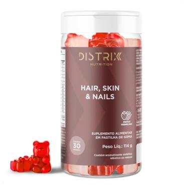 Imagem de Gomas Cabelo Pele Unhas - Distrix Nutrition Vitaminas +Biotina +Ácido Hialurônico +Zinco | Sem açúcar | Sabor Frutas Vermelhas | 30 gomas Premium