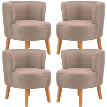 Imagem de Conjunto 4 Poltronas Moderna para Sala de Jantar Ergonômica Pés de Madeira MOBLAN decor (Rose)