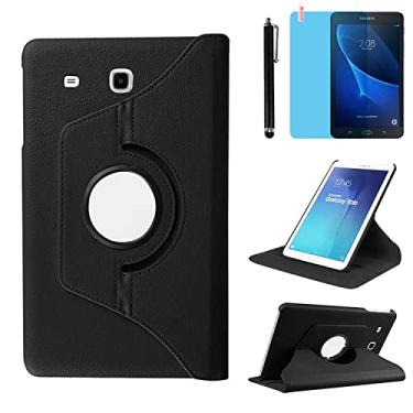 Imagem de Capa para tablet Samsung Galaxy Tab A de 7 polegadas 2016 (SM-T280 SM-T285), suporte giratório de 360 graus, capa protetora completa, com caneta Stylus, película de tela (preto)