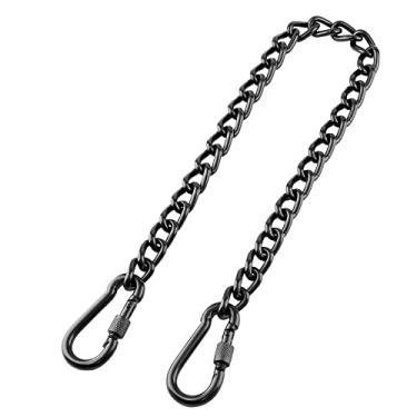 Imagem de Bonsicoky Corrente de cadeira suspensa resistente com dois mosquetões de trava, kits de suspensão de aço inoxidável de 150 kg, ganchos de correntes resistentes para rede, sacos de pancada, balanços