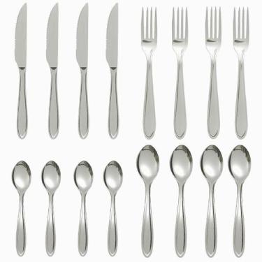Imagem de Kit 32 Talheres de Mesa Jantar Faqueiro Aço Inox Garfos Facas Colheres