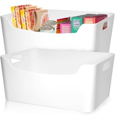 Imagem de FINESSY Caixas de Armazenamento de Plástico para Organização, Organização de Caixas de Despensa Branca de 2 Peças, Caixas de Organização de Recipientes de Armazenamento, Caixas Organizadoras de Freeze