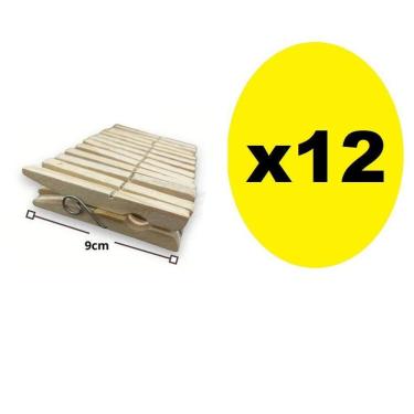 Imagem de 12 Unidades Prendedor De Roupa Gigante De Madeira 9Cm