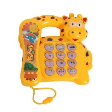 Imagem de Telefone Girafa Criança Ligação Musical Amarelo - Fun Game