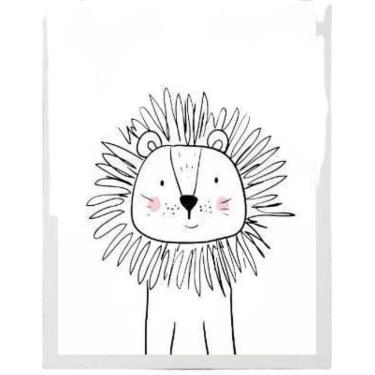 Imagem de Quadro Decorativo Infantil Leãozinho Moldura Branca 24X18Cm