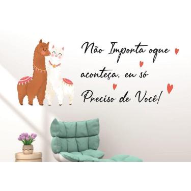 Imagem de Adesivo De Parede Quarto De Casal Lhamas E Frase Romantica