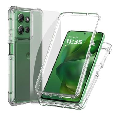 Imagem de Ailiber Capa transparente para celular Moto G Stylus 5G 2025, Motorola G Stylus 2025 com protetor de tela, proteção de camada dupla, cantos à prova de choque, amortecedor de TPU, capa fina de silicone
