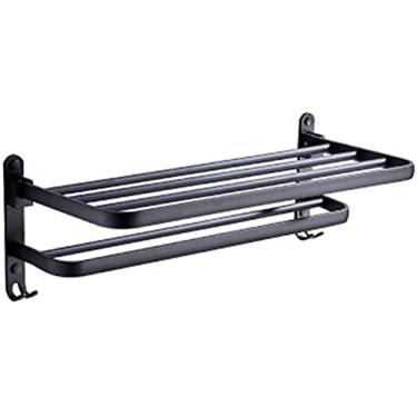 Imagem de MTYLX Prateleira minimalista moderna, dobrável com gancho, toalheiro, espaço de banheiro, rack de alumínio, 40 cm, decoração em casa, cozinha e banheiro, hotel, escritório, 50 cm