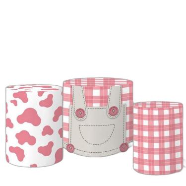 Imagem de Trio De Capas 3D Sublimado Fazendinha Rosa Fcc-295