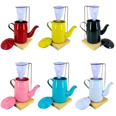 Imagem de Kit Café Gourmet Mini Bule Alumínio 400ml Suporte C Coador(Sortidos)