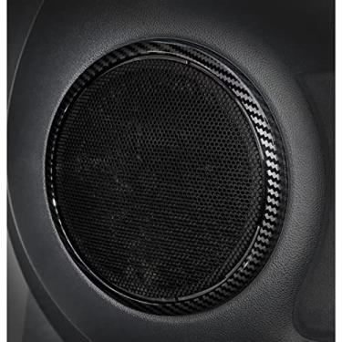 Imagem de TENWIND Para Mercedes Smart Fortwo 451 2009 2010 2011 2012 2013 2014 ABS Anel de decoração de alto-falante de porta de carro acessórios de acabamento pacote com 2 (fibra de carbono)