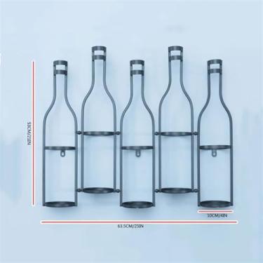 Imagem de Suporte para Vinhos Rack de vinho montado na parede, prateleira de vinho para casa, prateleira de exibição de garrafa de parede, pingente moderno e simples Porta-Garrafas(Red,Médio)