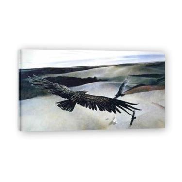 Imagem de LKXGRRSFG Impressão em tela Soaring Andrew Wyeth - Arte de realismo americano, aquarela e pintura de têmpera de ovo para decoração de casa 20 x 36 cm
