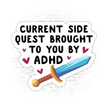 Imagem de 3 peças Current Side Quest Brought to You by ADHD Sticker Gifts Funny Mental Health Current Side Quest Brought to You Adesivos Impermeáveis Decalque de Carro para Laptop Garrafa de Água Caixa de