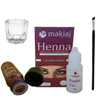 Imagem de KIt Henna Sombrancelha Design Makiaj + Pincel Chanfrado + Dappen vidro