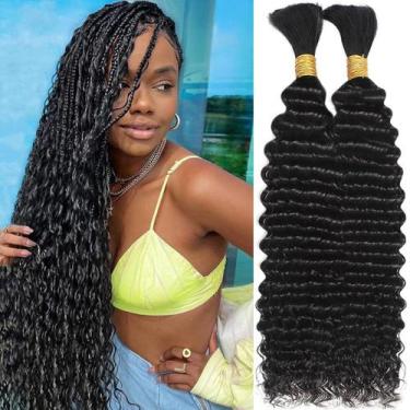 Imagem de Cabelo trançado humano OKVOKV Deep Water Wave 110g 50cm 2 pacotes