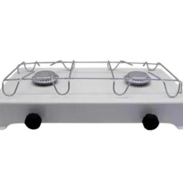 Imagem de Fogão Fogareiro 2 Bocas Branco Camping Portátil A Gás