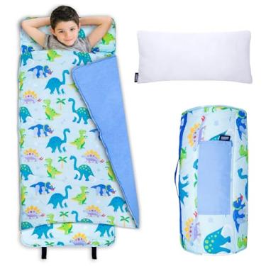 Imagem de Wildkin Original Nap Mat with Pillow for Toddler Boys and Girls, Measures 50 x 20 x 1.5 Inches, Ideal for Daycare and Preschool, Mom's Choice Award Winner, BPA-Free, Olive Kids (Dinosaur Land)